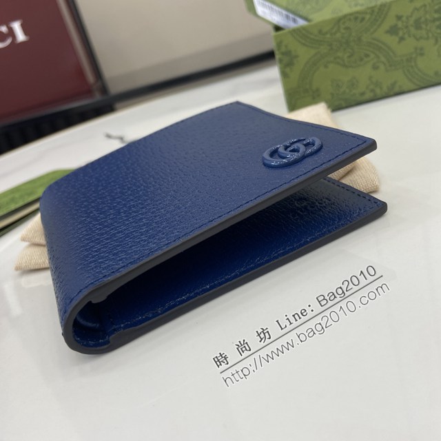 Gucci專櫃古馳最新款Marmont系列皮革雙折錢包男士短夾 jh2420型號：428726
